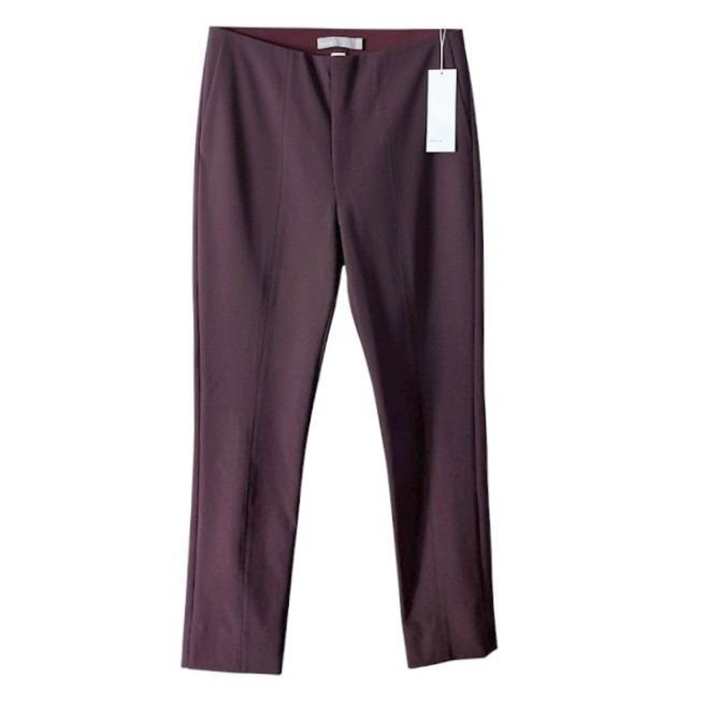NWT Vince Black Cherry Slim Pintuck Pull On Pants Burgundy Womens Medium